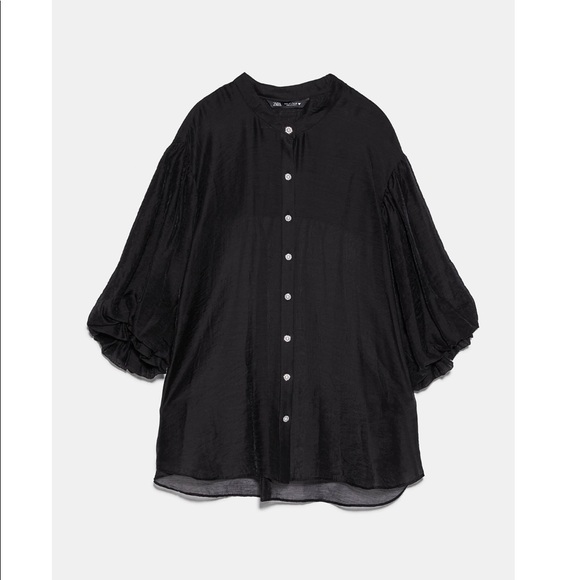 NEW!!! Zara Jewel 💎 Button Organza Top - Picture 3 of 14